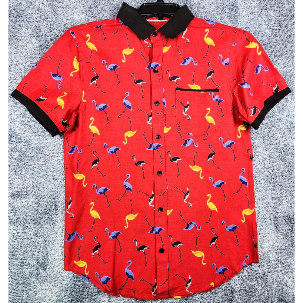 Ransak flamingo print button down casual shirt S